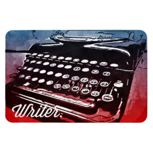 Skrivmaskin Vintage Typewriter Blue Red Pop Art Ma Magnet