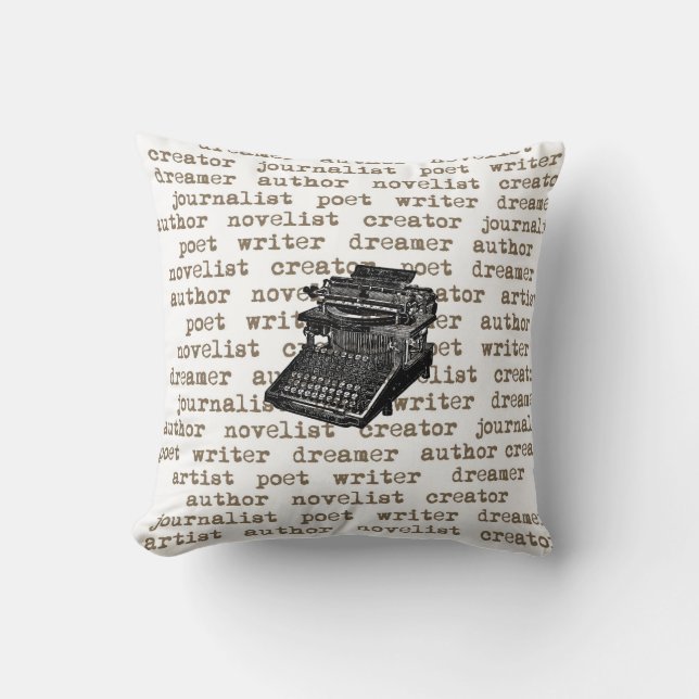Skrivmaskinen för författareskaparevintage kudder kudde (Framsida)