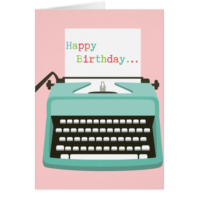Skrivmaskinen med noterar hälsningskort (Framsidan)