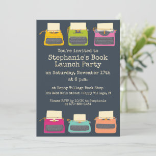 Skrivmaskiner Bok Lauch, Literary Thmet Party Inbjudningar