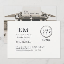 Skrivmaskinsfont 60-års födelsedagsinbjudningar Vi Inbjudningar