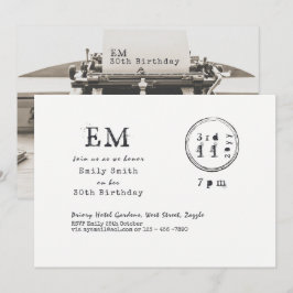 Skrivmaskinsfont Födelsedagsinbjudan (ALLA) Vintag Inbjudningar