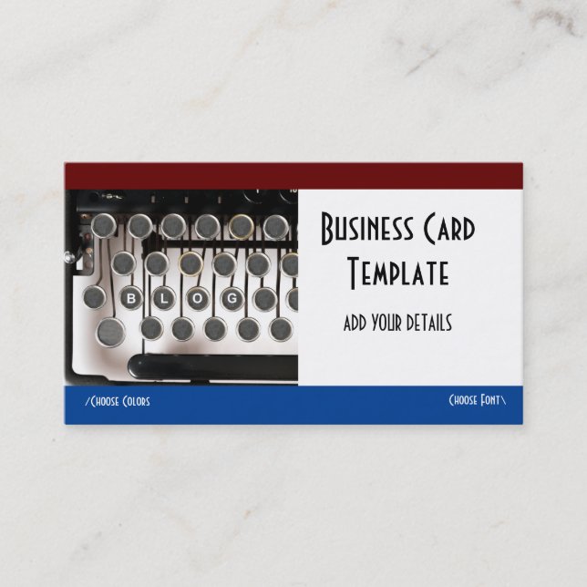 Skrivmaskinsförfattare Blogg Bloggare Visitkort (Framsida)