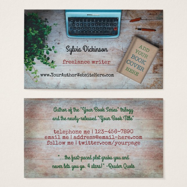 Skrivmaskinsförfattare för Freelance-skrivare med  Visitkort (Framsida & baksida)