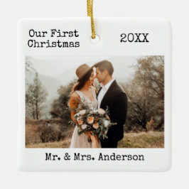 Skrivmaskinstext första julfotnoten i Bröllop Julgransprydnad Keramik