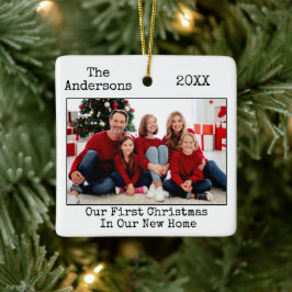Skrivmaskinstext Foton Första jul - nytt hem Julgransprydnad Keramik