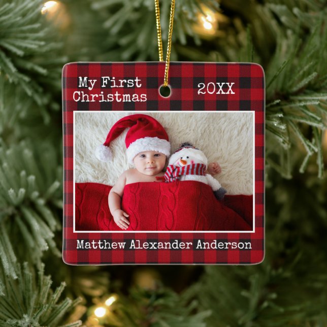 Skrivmaskinstext min första jul Baby Julgransprydnad Keramik (Träd)