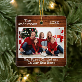 Skrivmaskinstext Trä Första julen Nytt hem Julgransprydnad Keramik