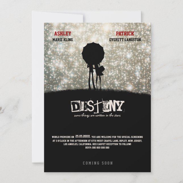 Skrivna i Stars-Movie Poster-bröllopsinbjudan Inbjudningar (Framsida)