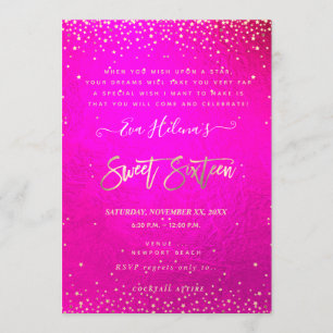Skrivna i Stars Sweet 16, Flashy Neon Rosa Inbjudningar