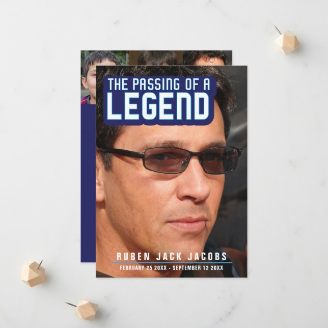 Skrivning av en legendisk begravningsfotoblå minne meddelande (Fram/Back In Situ)