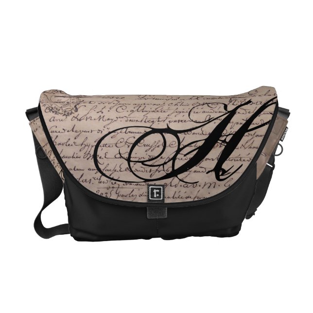 Skrivning av monogrammed gammal Fransk-Vintage Messenger Bag (Framsidan)