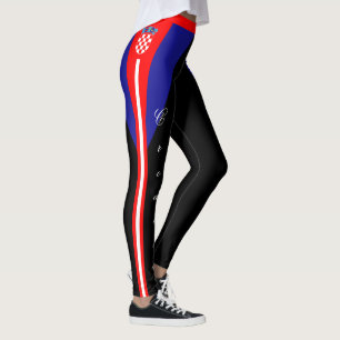 Skrivningar i Black Kroatien mode, kroatiska Flagg Leggings