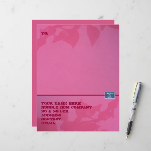Skrivpapper (Bubble Gum) RFPMDesigns ©️2024 (Fram/Back In Situ)