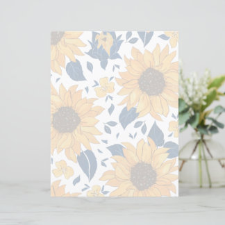 Skrivpapper för blommigt - solblommor tvättat utfo