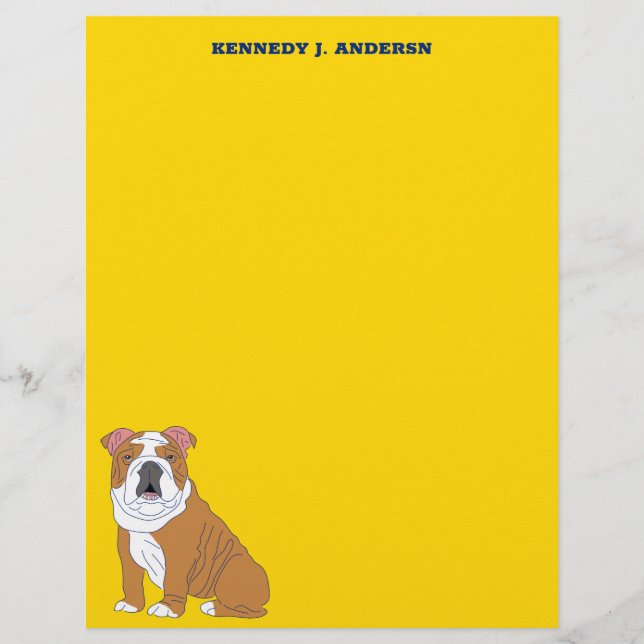 Skrivpapper för Personlig av engelska Bulldog Reklamblad (Framsidan)
