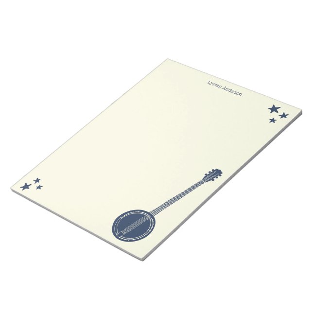 Skrivpapper för Personlig av marin blå banjo Anteckningsblock (Vinklad)