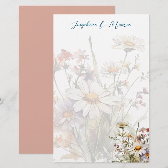 Skrivpapper för Personlig av Wildblommor Brevpapper (Fram/baksida)