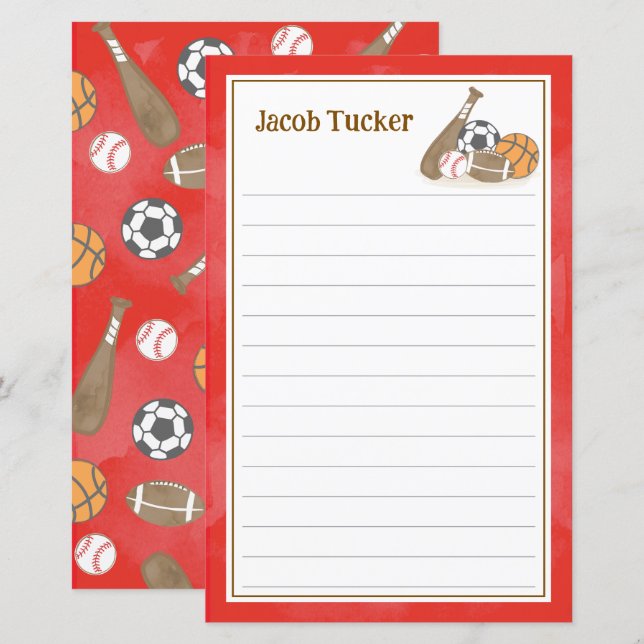 Skrivpapper för små, röda barn, tonade, Brev (Fram/baksida)