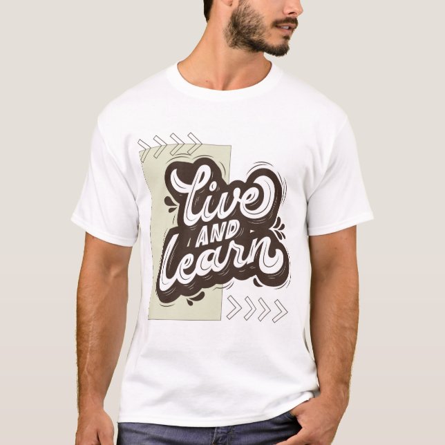 Skrivstil för 'Lev och lär' T-shirt (Framsida)