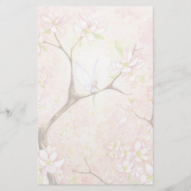 Skrivstil för "Rosa Blommar View" Brevpapper (Framsida)