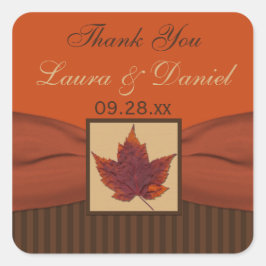 SKRIVT RIBBON Bröllop-märke för hösten Löv 1,5 tum Fyrkantigt Klistermärke