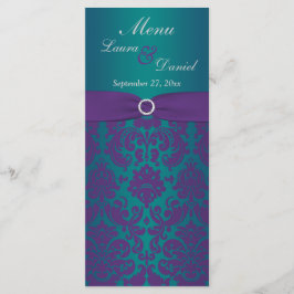 SKRIVT RIBBON Prple, Teal Bröllop Menu Card Meny