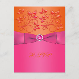 SKRIVT RIBBON-Rosa, Orange Blommigt-svarskort OSA Kort