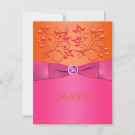 SKRIVT RIBBON-Rosa, Orange Blommigt-svarskort OSA Kort
