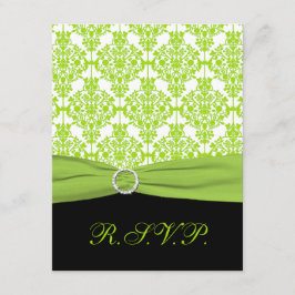 SKRIVT RIBBON-svarskort, Grönt Damask-svarskort OSA Kort
