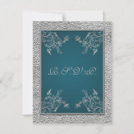 SKRIVT RIBBON Teal på FAUX Pewter OSA kort
