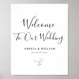 skrivtecken för svartvitt välkomsttecken för enkel poster