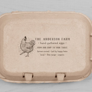 Skrivtyp för Rustic Chicken & Hand   Färska ägg Självfärgande Stämpel