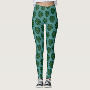 Skrivverk i Monstera handflatan träd löv mönster Leggings