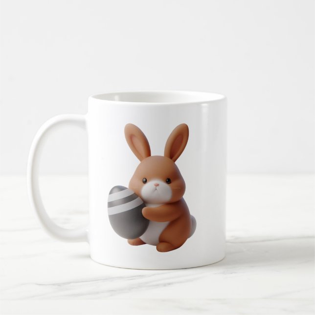 Skrodd 3D-Påskhare med dekorerad ägg Kaffemugg (Vänster)