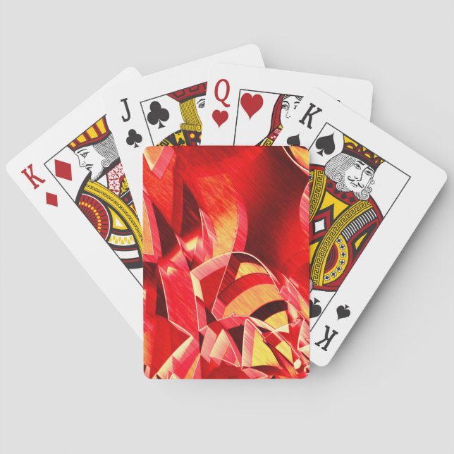 Skrökt rött rosett band som simulerar rörelse casinokort (Baksidan)