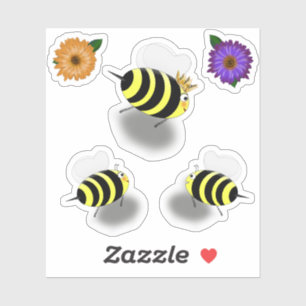 Skrot av Bok drottning Bee, bin, blommor Klistermärken