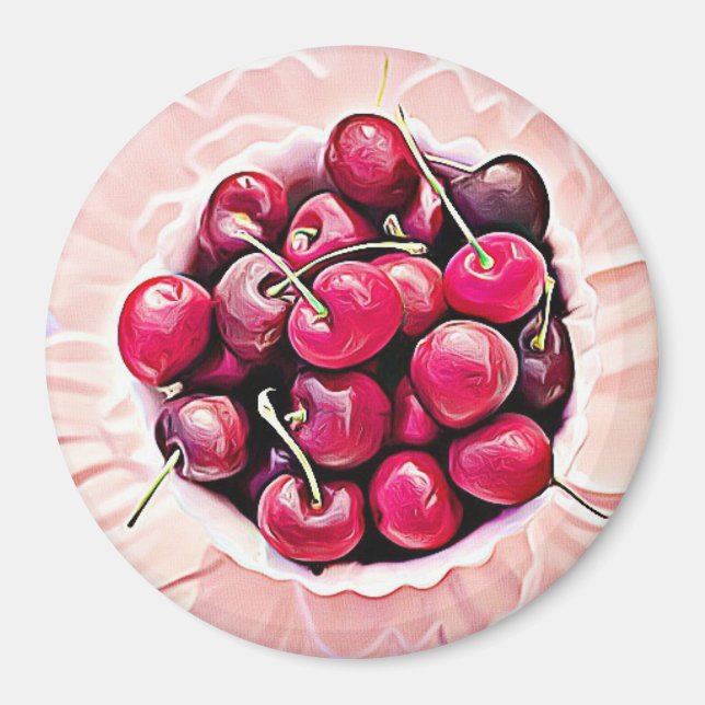 Skrot av Cherries Cute Food Refrigerator Magnet (Framsidan)