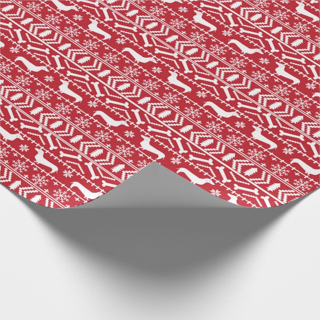 Skrot av Dachshund Fair Isle Presentpapper (Hörn)