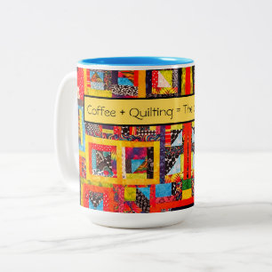 Skrot av kaffe Bold Improv Patchwork Två-Tonad Mugg