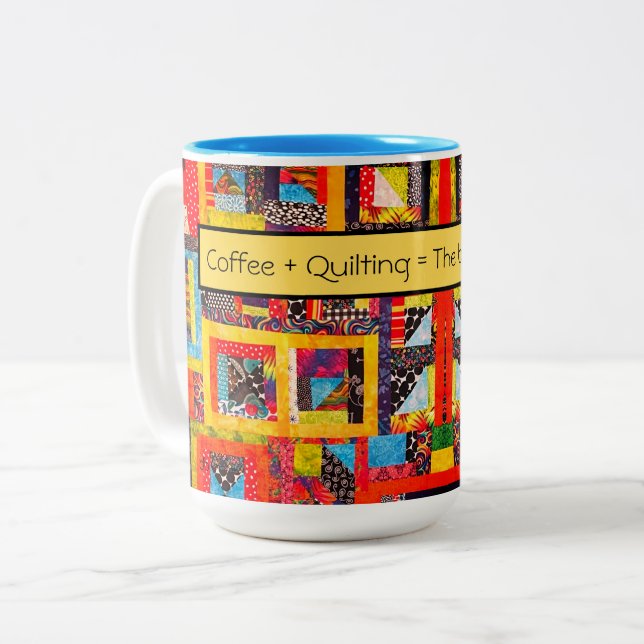 Skrot av kaffe Bold Improv Patchwork  Två-Tonad Mugg (Framsida vänster)