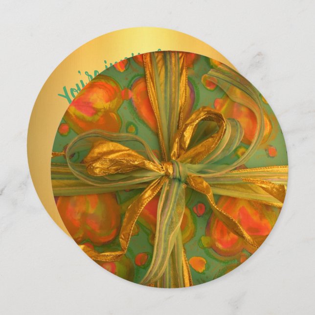 Skrot av pulverform och bålröd grönt inbjudningar (Fram/baksida)