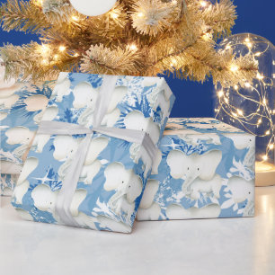 Skrot av vit elefant från jul, party presentpapper