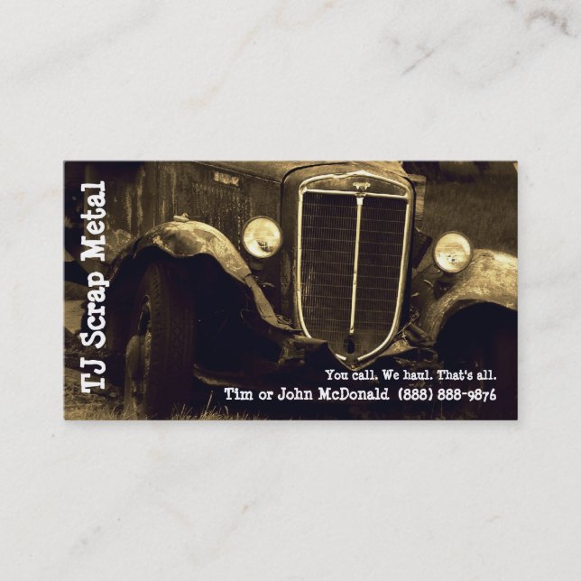 Skrota metallåtervinning & soporuppsamlingen visitkort (Framsida)