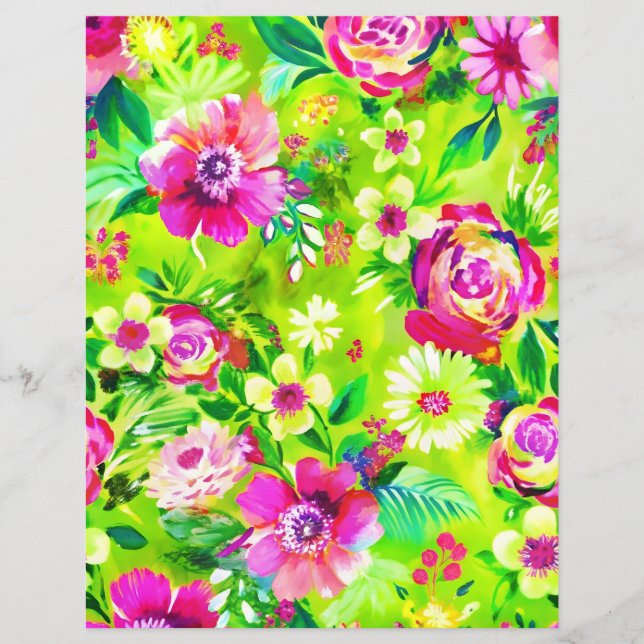 Skrotbok för grönt och rosa mönster papper (Framsida)