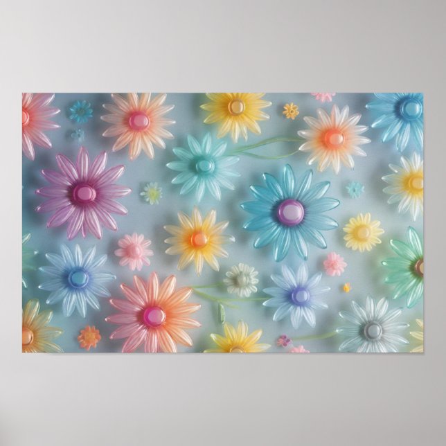 Skrovgiga pastellblommor poster (Framsidan)