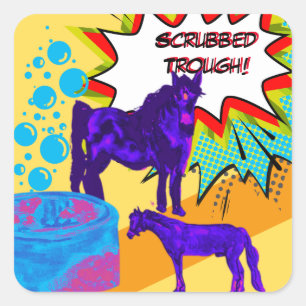 skrubbera genom tecknad stil fyrkantigt klistermärke