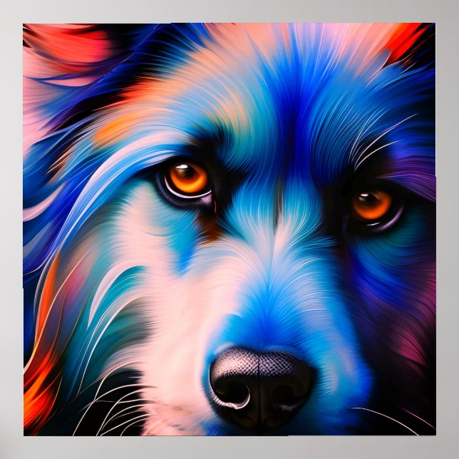 SKRUFFY BLUE N RED TERRIER HUND POSTER (Framsidan)