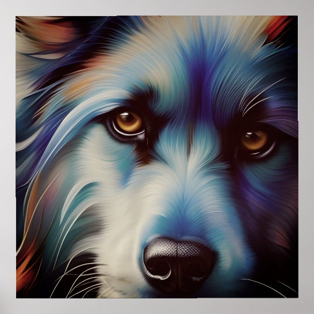 SKRUFFY BLUE N RUST TERRIER STÄNG UPP HUND POSTER (Framsidan)
