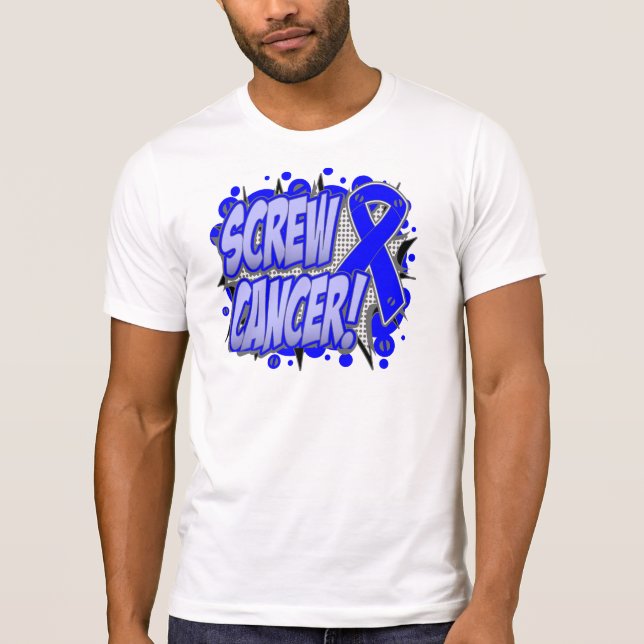 Skruva Colon Cancer Tecknad Stil Tee (Framsida)